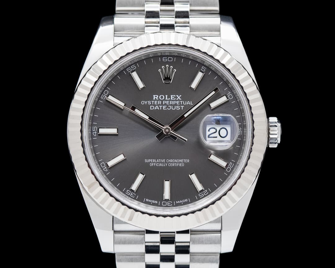 Rolex Datejust 41 Dark Rhodium Stick Dial SS / Jubilee