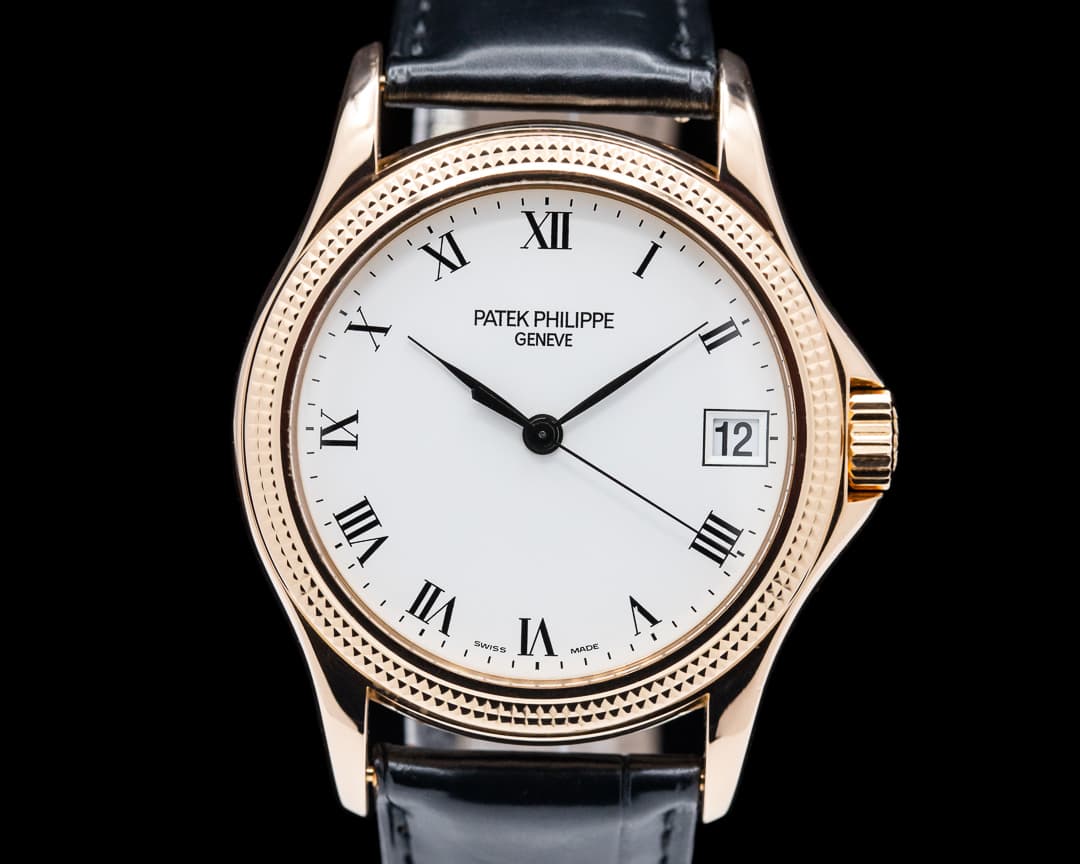 Patek Philippe Calatrava 18K Rose Gold White Roman Hobnail