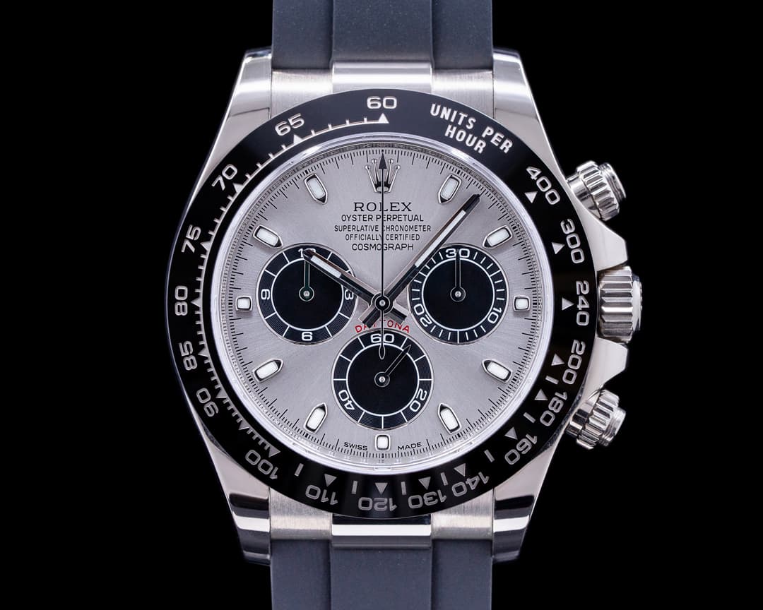 Rolex Daytona 116519 18K White Gold Ceramic Oysterflex Silver Dial