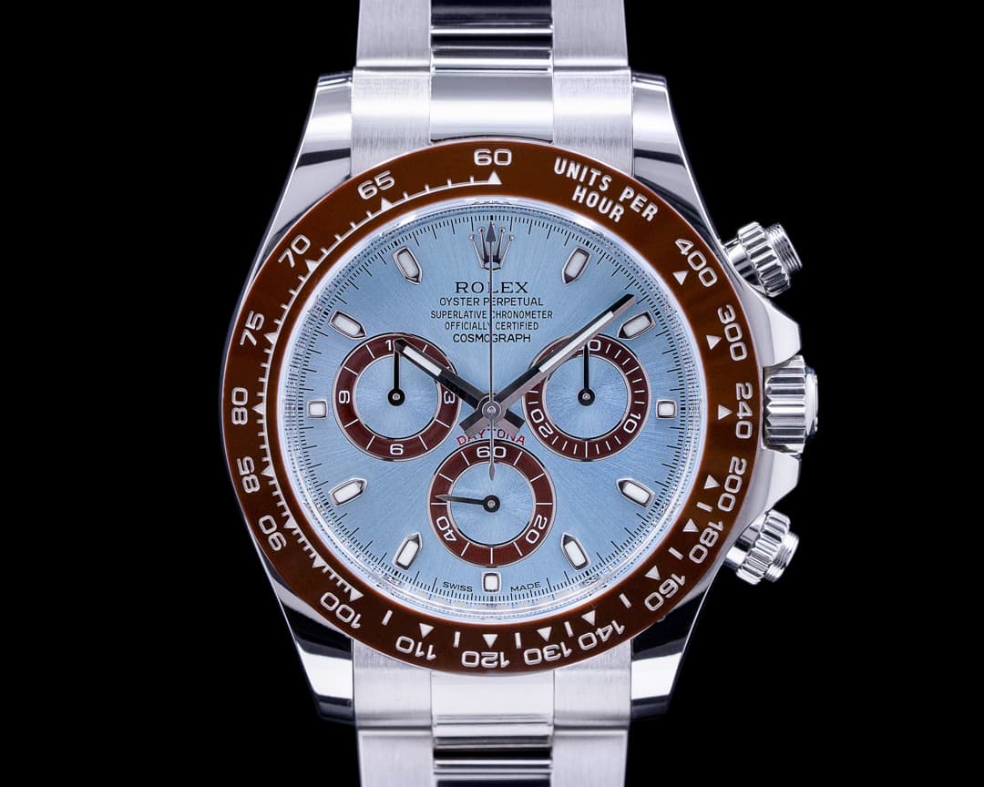 Rolex Daytona 116506 Platinum Glacier Blue / Brown Ceramic