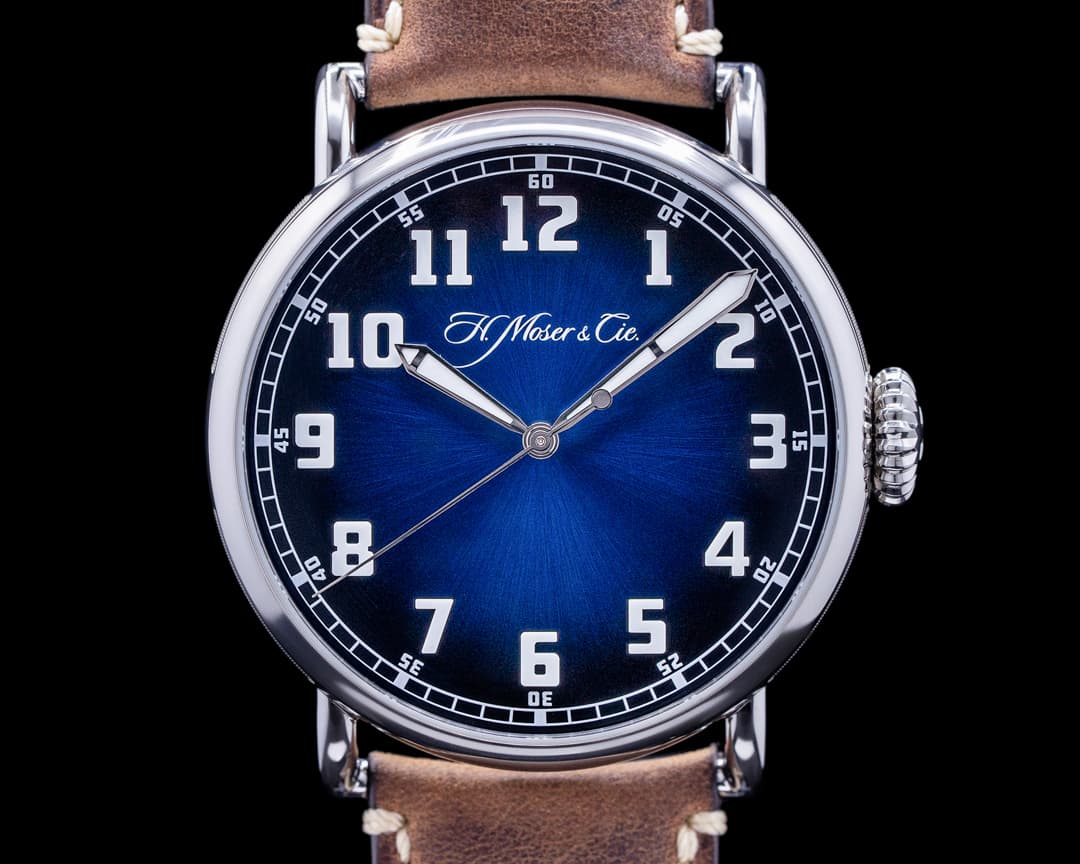H. Moser and Cie. Heritage Pilot Center Seconds Funky Blue Dial