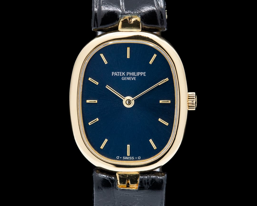 Patek Philippe Ladies Golden Ellipse Blue Dial 18k Yellow Gold