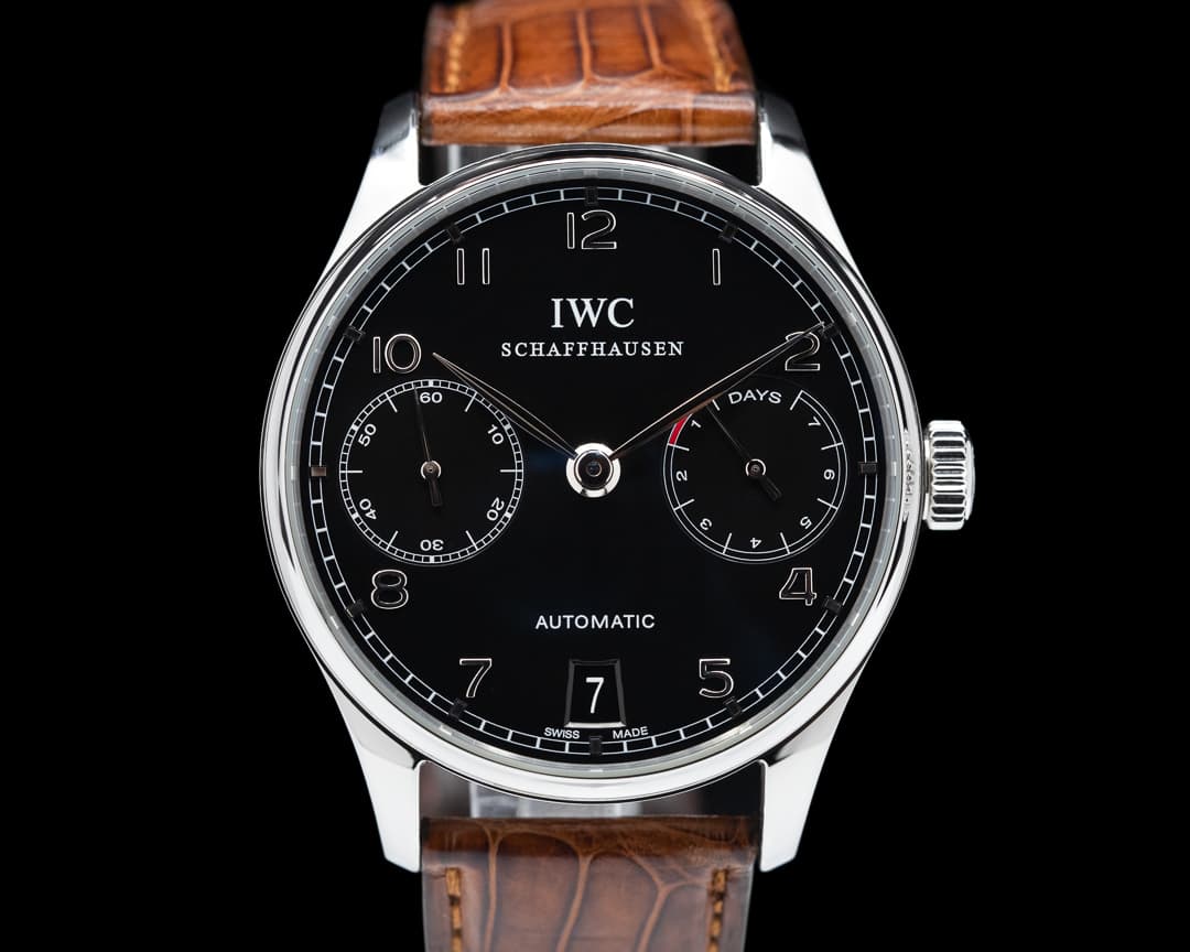 IWC Portuguese 7 Day Automatic SS Black Dial