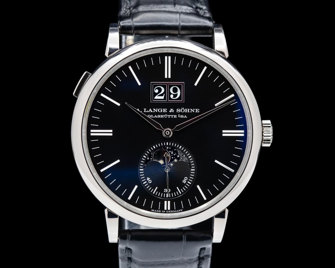 A. Lange and Sohne Saxonia Moon Phase Automatik 384.029 18K White Gold / Black Dial 2022