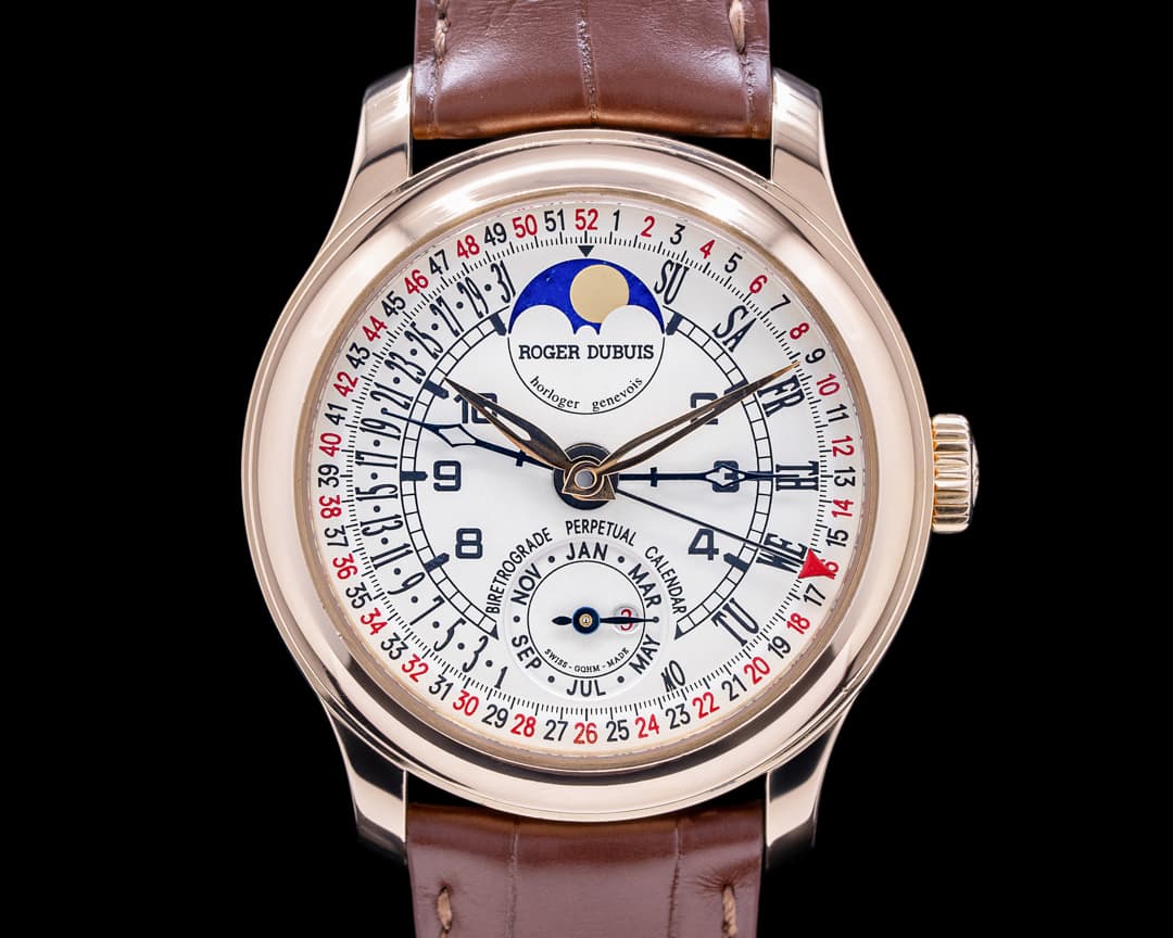Roger Dubuis Hommage 18K Rose Gold Perpetual Calendar Bi Retrograde RARE