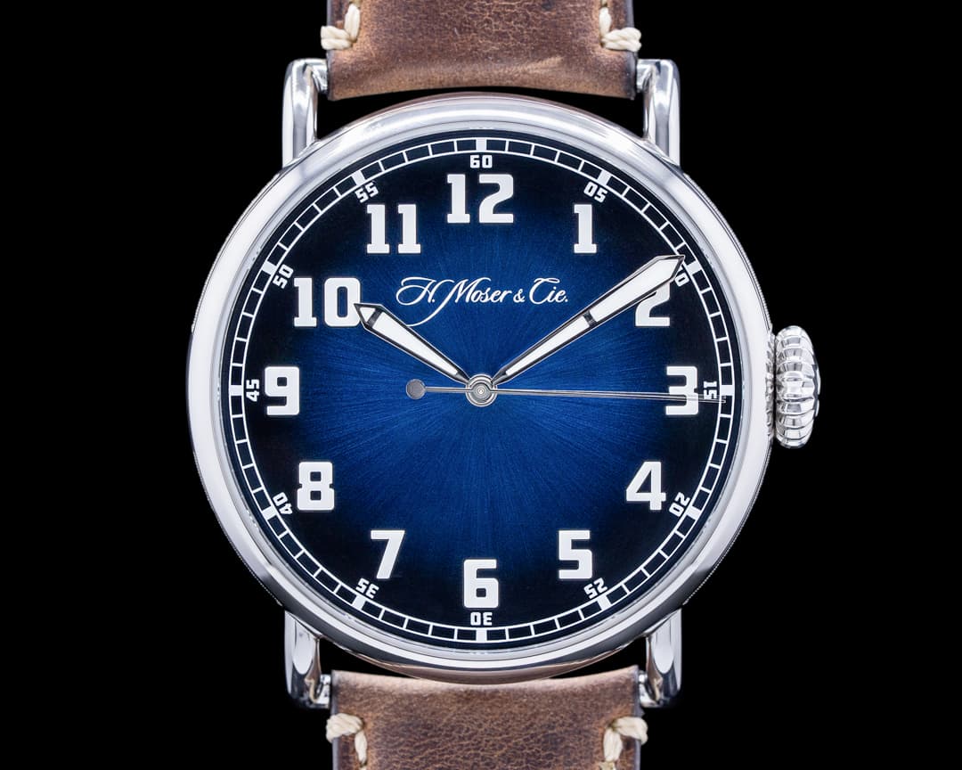 H. Moser and Cie. Heritage Pilot Center Seconds Funky Blue Dial