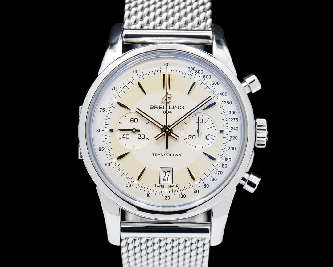 Breitling Transocean Chronograph SS Bracelet Boutique Edition Officers Caseback