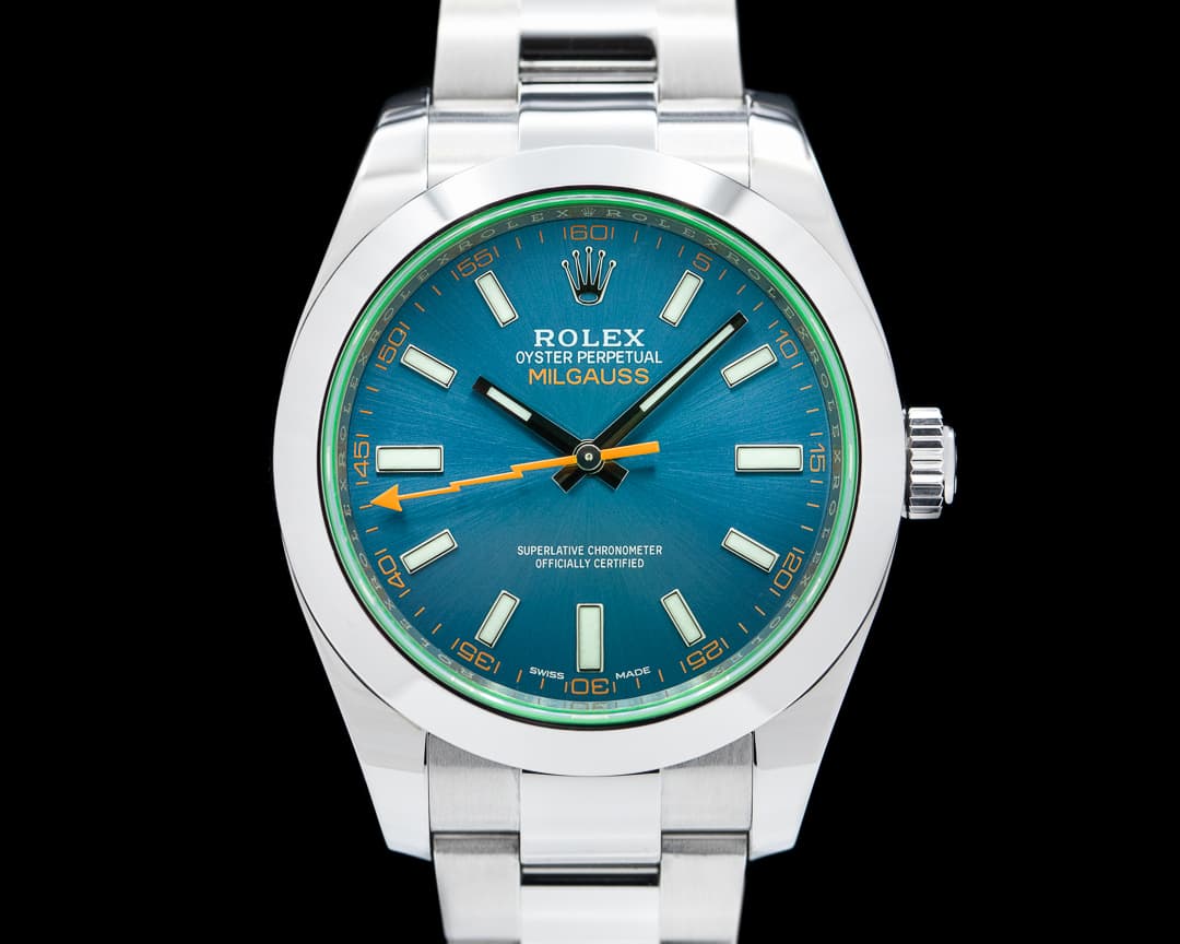 Rolex Milgauss Blue Dial Green Crystal 2018