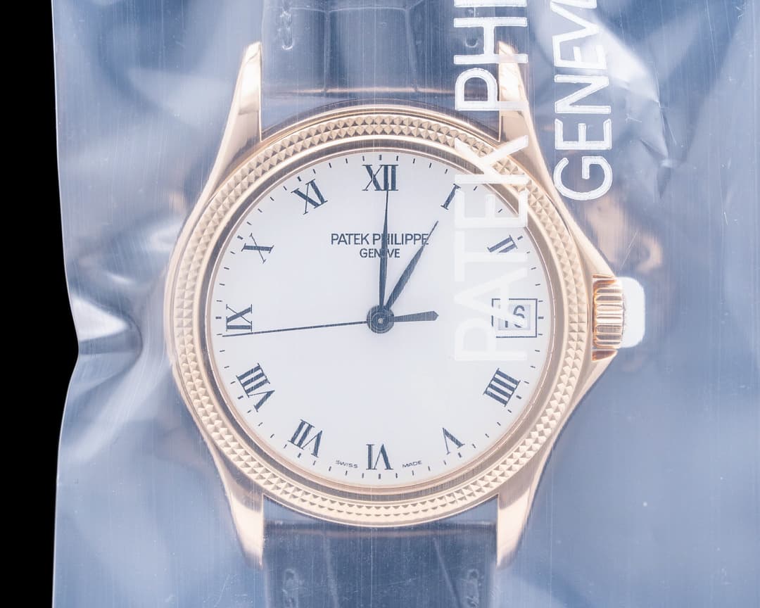 Patek Philippe Calatrava 18K Rose Gold White Roman Hobnail