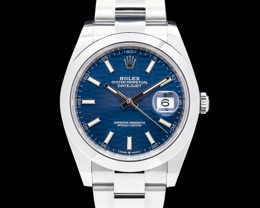 Rolex Datejust 41 Blue Stick Motif Dial SS Oyster 2023