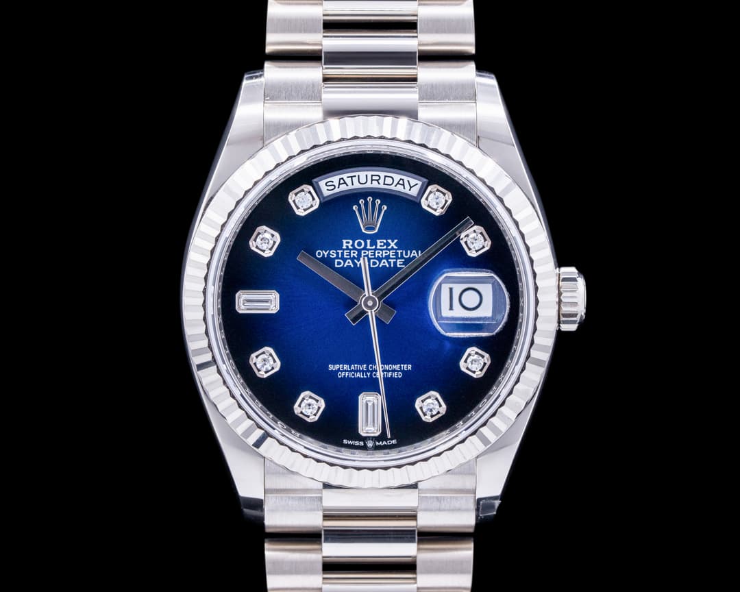 Rolex Day Date President 128239 "Blue Ombre" Fume Diamond Dial 2022 UNWORN