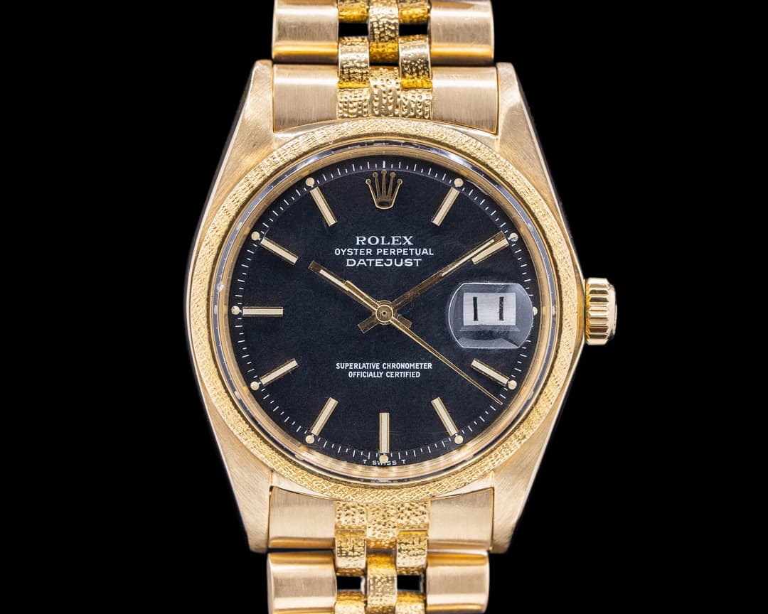 Rolex Vintage Datejust Florentine Finish 18k Yellow Gold C. 1978 RARE