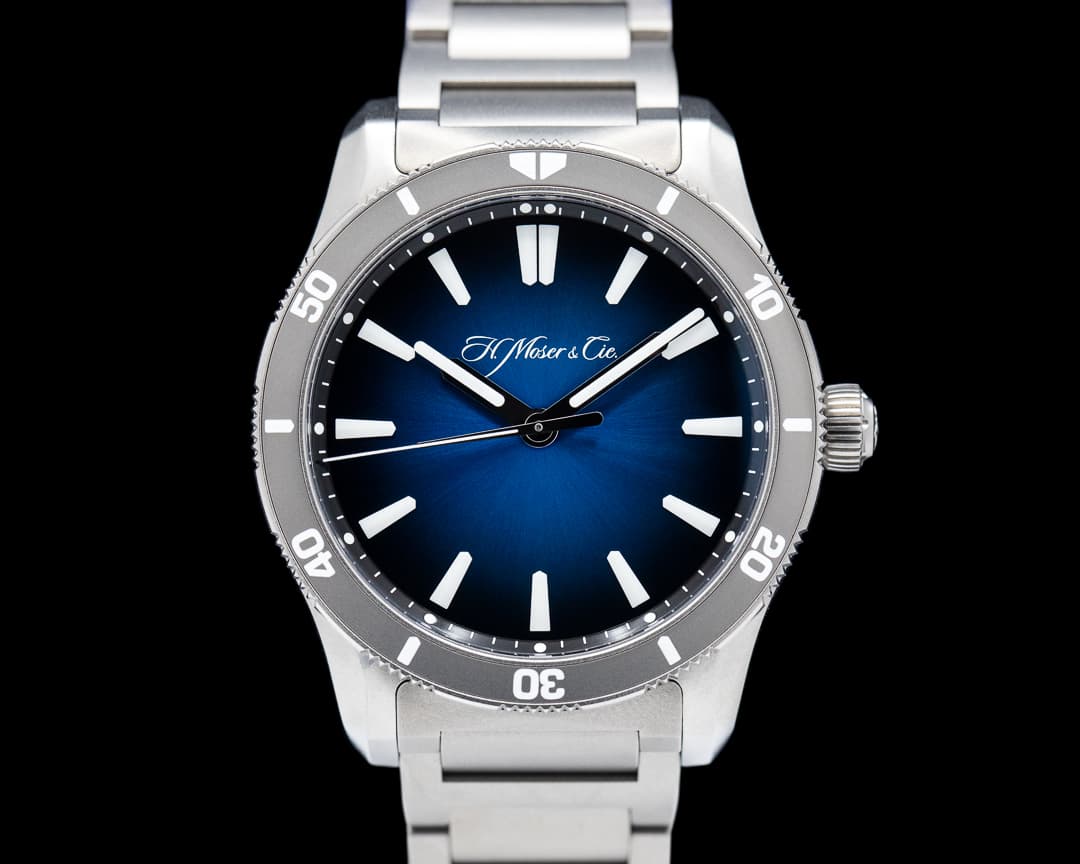 H. Moser and Cie. Pioneer Center Seconds Funky Blue Rotating Bezel Titanium LE of 100