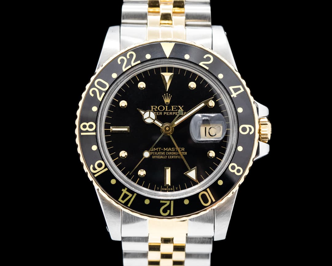 Rolex GMT Master Black Nipple Dial 18K / SS Jubilee