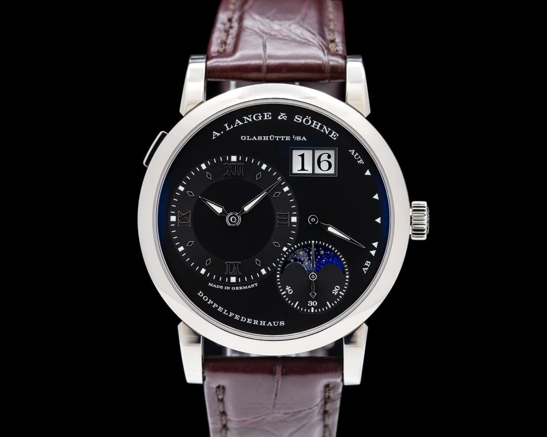 A. Lange and Sohne Lange 1 Moon 192.029 18K White Gold Black Dial