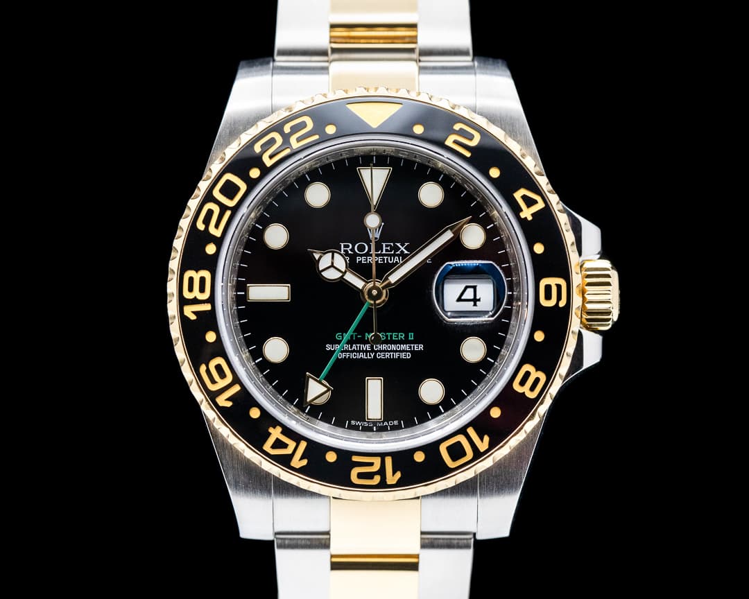 Rolex GMT Master II 116713LN SS / 18K Yellow Gold Black Dial