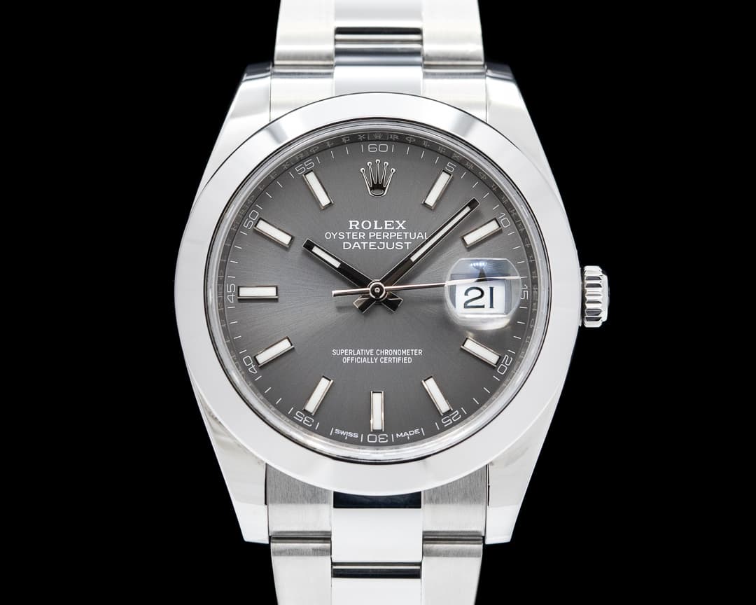 Rolex Datejust 41 Gray Stick Dial SS Oyster