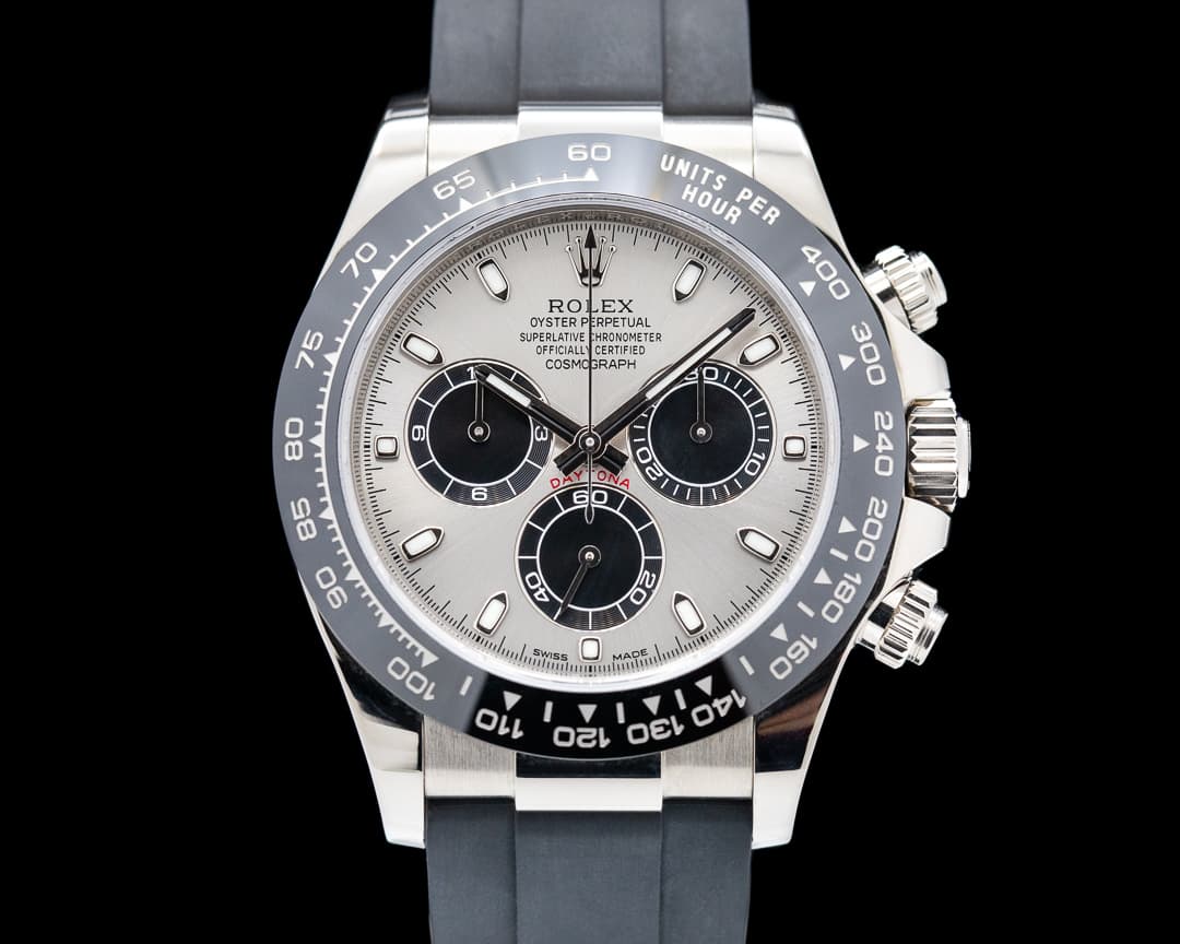 Rolex Daytona 116519 18K White Gold Ceramic Oysterflex Silver Dial