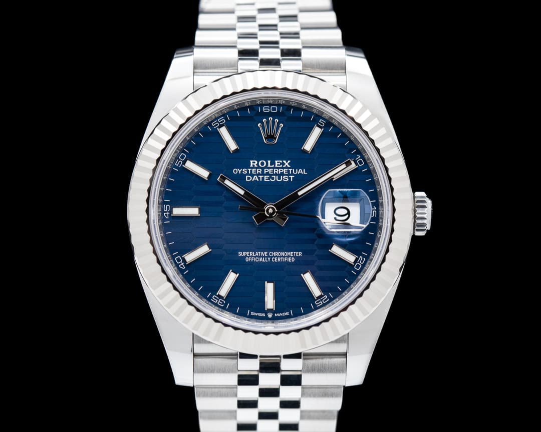 Rolex Datejust 41 Blue Stick Motif Dial SS / SS 2023