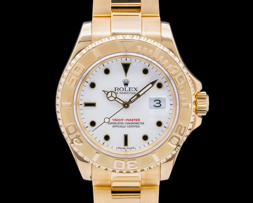 Rolex Yacht Master White Dial 18K YG Box & Papers