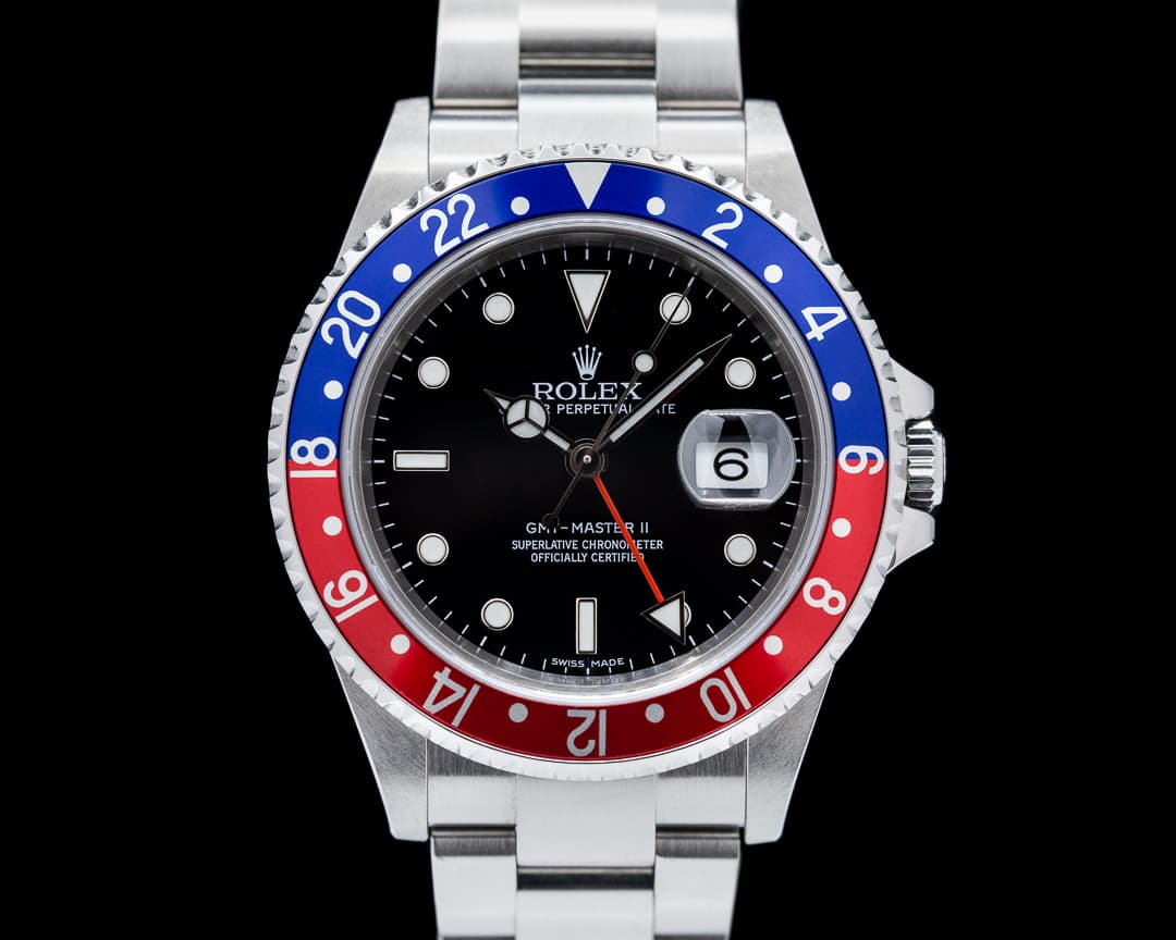 Rolex GMT Master II SS Red / Blue Pepsi Bezel Stick Dial