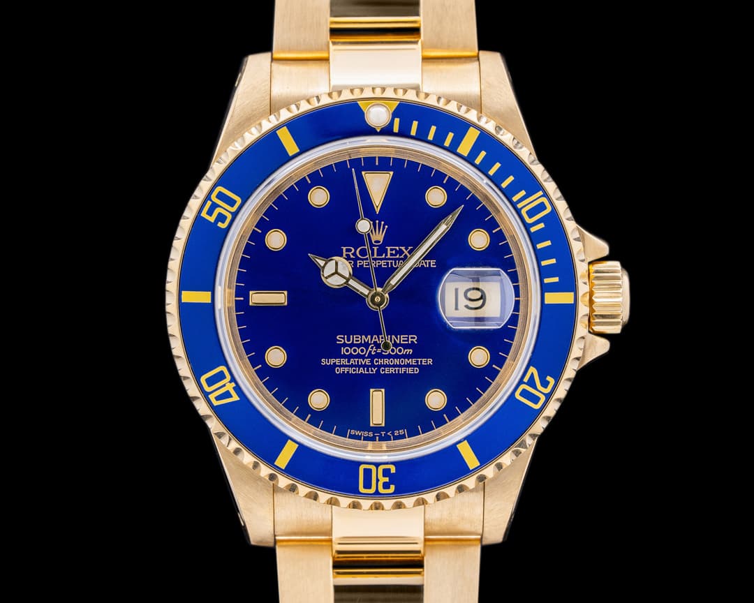Rolex 16618 Submariner Blue Dial 18K Yellow Gold NICE