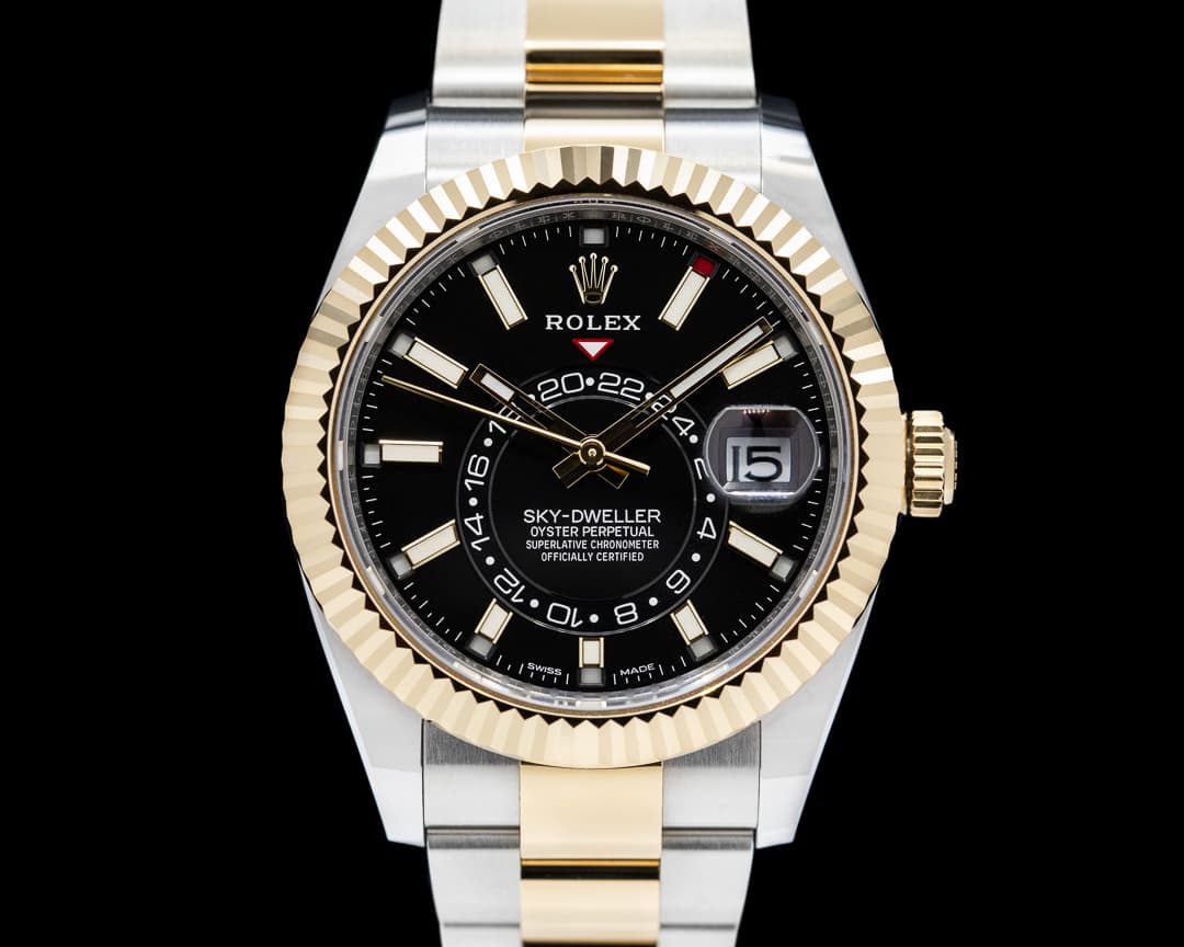 Rolex Sky Dweller 326933 Steel & Yellow Gold Black Dial
