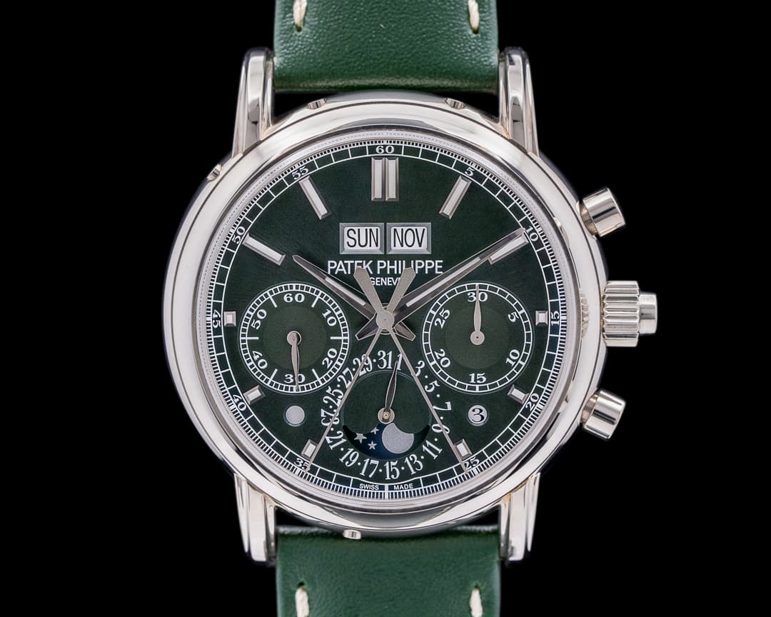 Patek Philippe 5204G Split Second Perpetual Calendar Chronograph Green Dial UNWORN