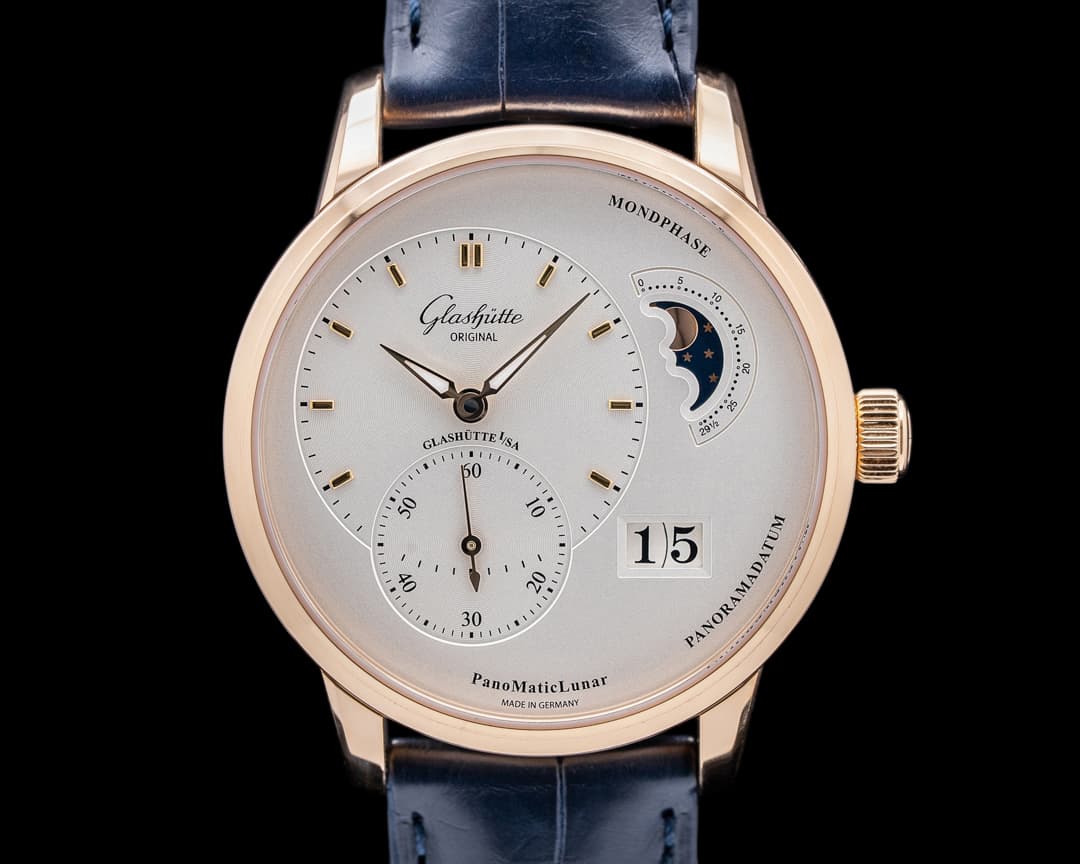 Glashutte Original PanoMaticLunar Silver Dial 18K Rose Gold