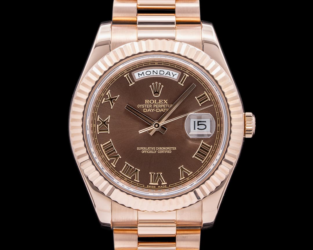 Rolex Day-Date 218235 Chocolate Presidential II Rose Gold