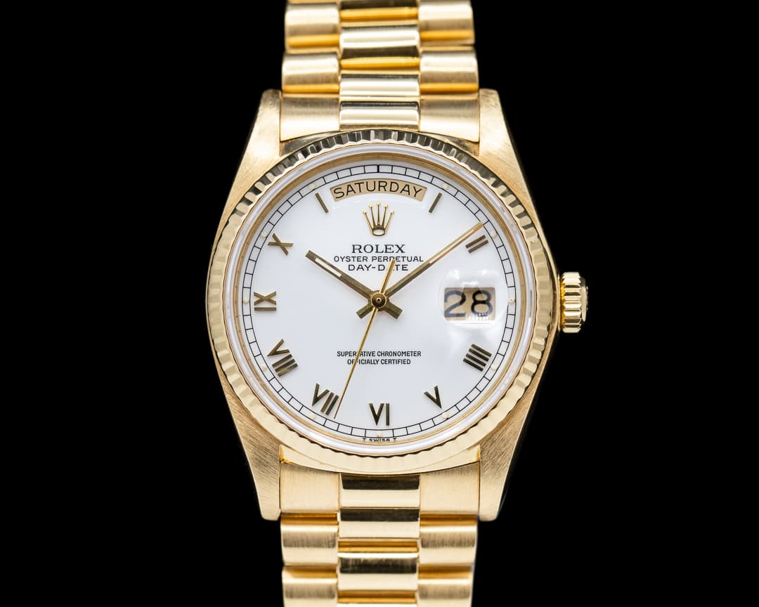 Rolex Day Date 18038 White Dial Yellow Gold c. 1979