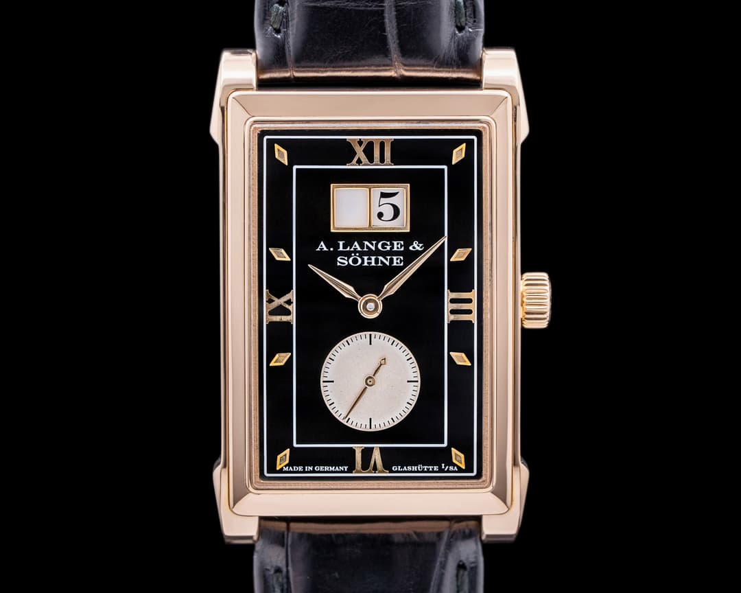 A. Lange and Sohne Cabaret 107.031 18K Rose Gold Black Dial RARE