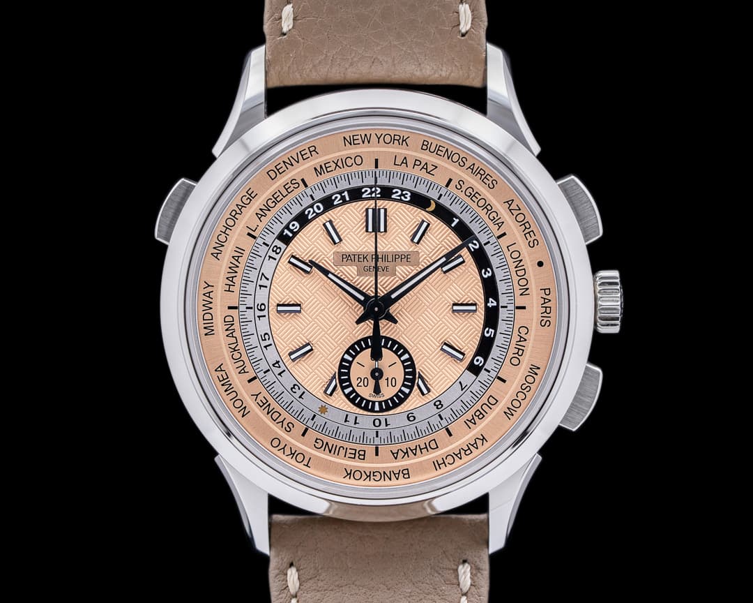 Patek Philippe World Time 5935A Chronograph SS Salmon Dial