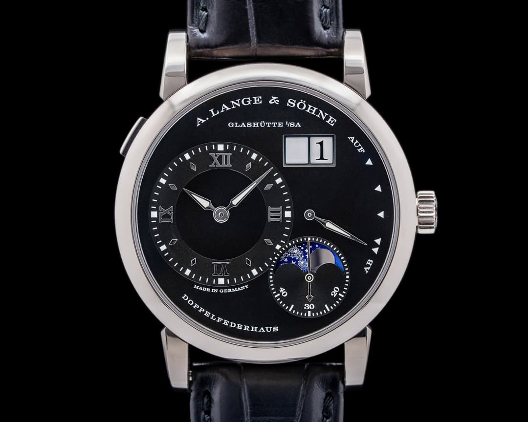 A. Lange and Sohne Lange 1 Moon 192.029 18K White Gold Black Dial