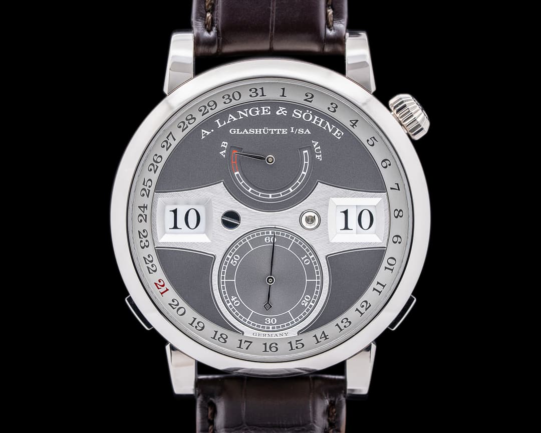 A. Lange and Sohne Zeitwerk Date 148.038 White Gold