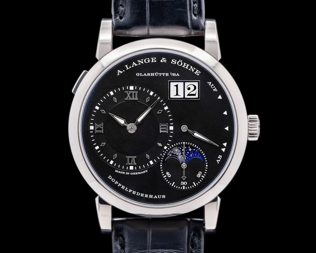 A. Lange and Sohne Lange 1 Moon 192.029 18K White Gold Black Dial