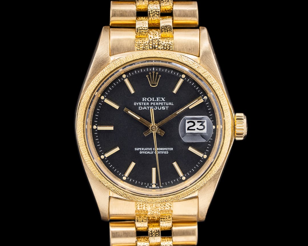 Rolex Vintage Datejust Florentine Finish 18k Yellow Gold C. 1978 RARE