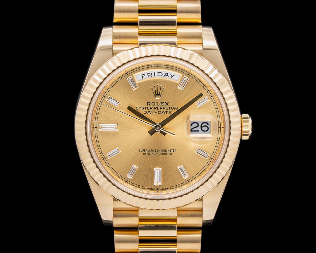 Rolex Day Date Presidential Champagne Baguette Dial / Yellow Gold 40MM