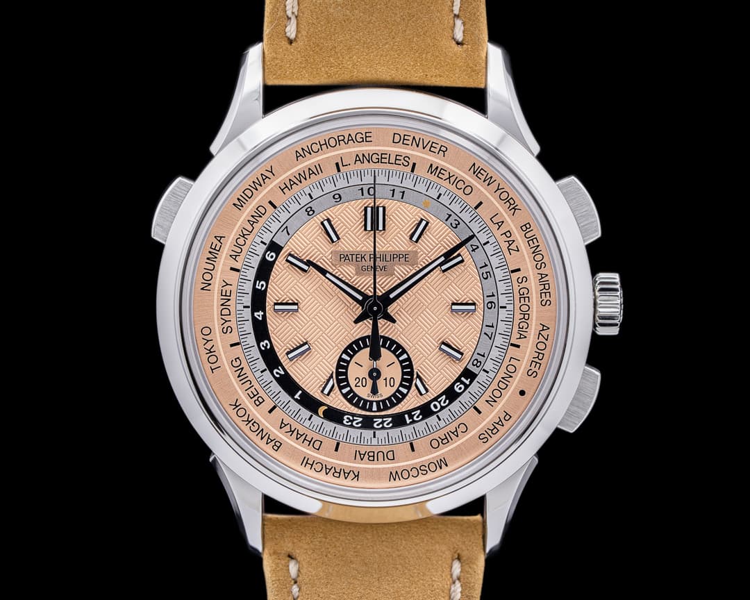 Patek Philippe World Time 5935A Chronograph SS Salmon Dial UNWORN