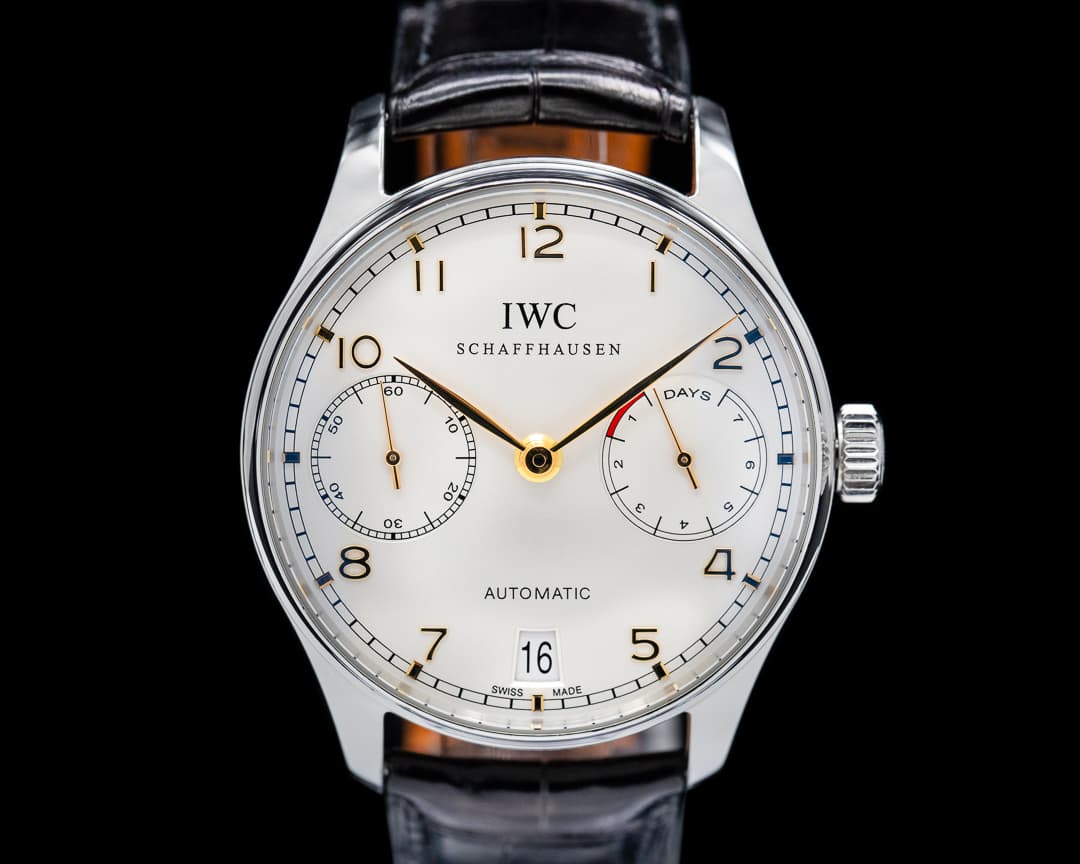 IWC Portuguese 7 Day Automatic SS Silver Dial Rose Numerals