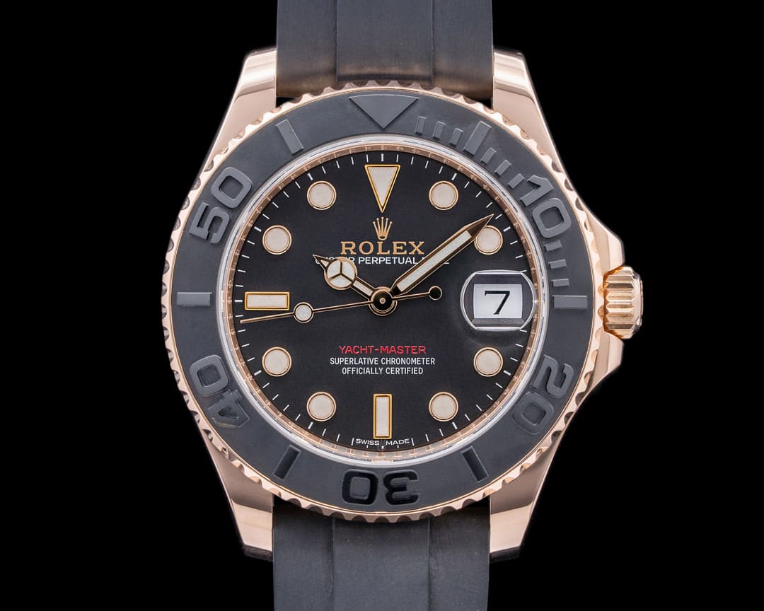 Rolex Yacht Master 18K Rose Gold / Rubber MIDSIZE 37MM