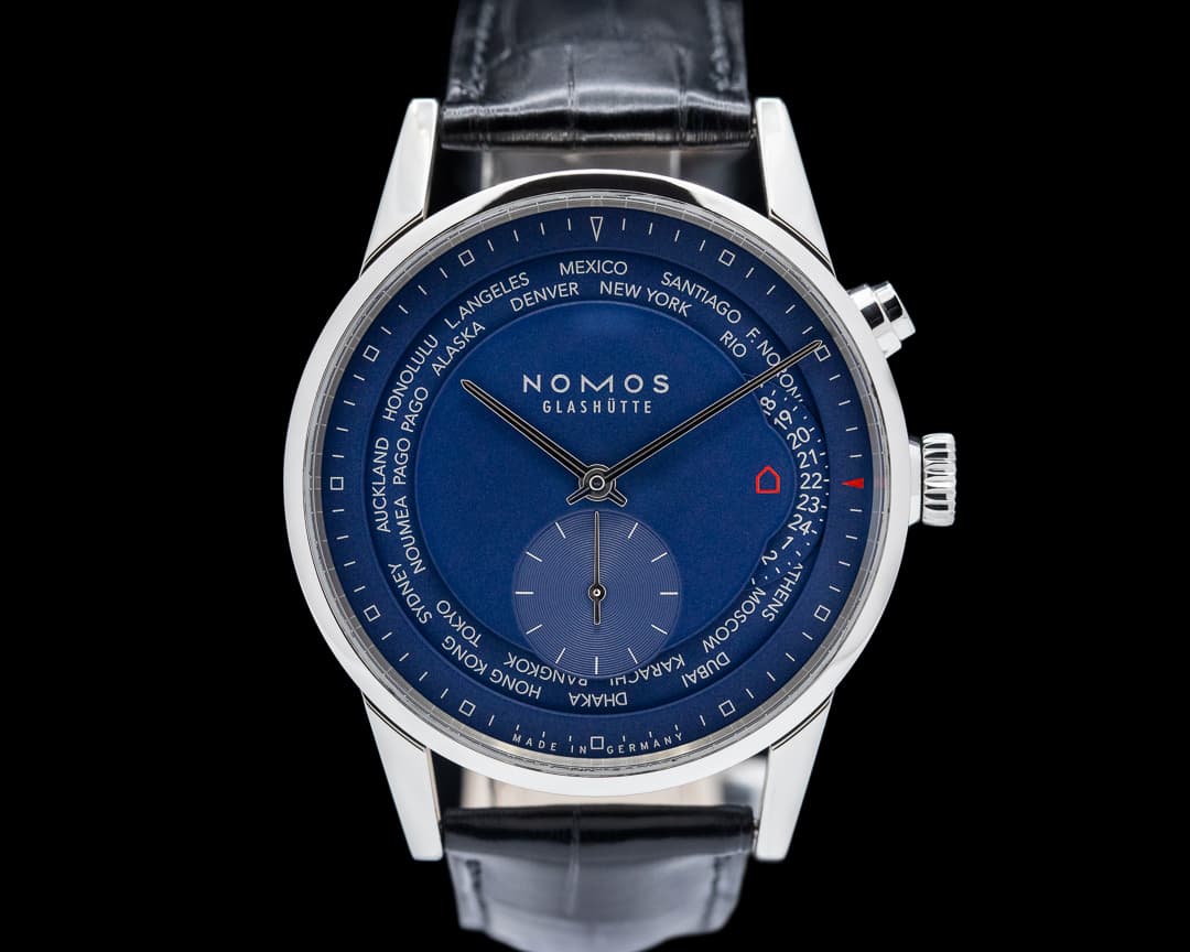 Nomos Zurich Weltzeit Blue Dial World Timer SS / Leather