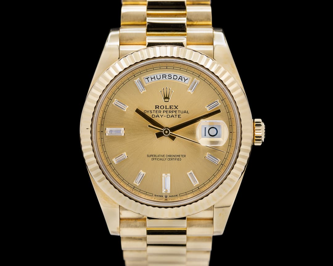 Rolex Day Date Presidential Champagne Baguette Dial / Yellow Gold 40MM