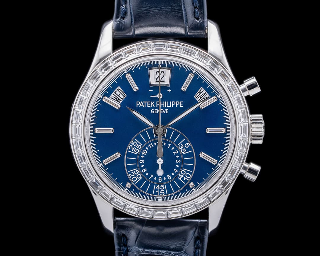 Patek Philippe Annual Calendar 5961P-001 Chronograph Blue Dial Diamonds