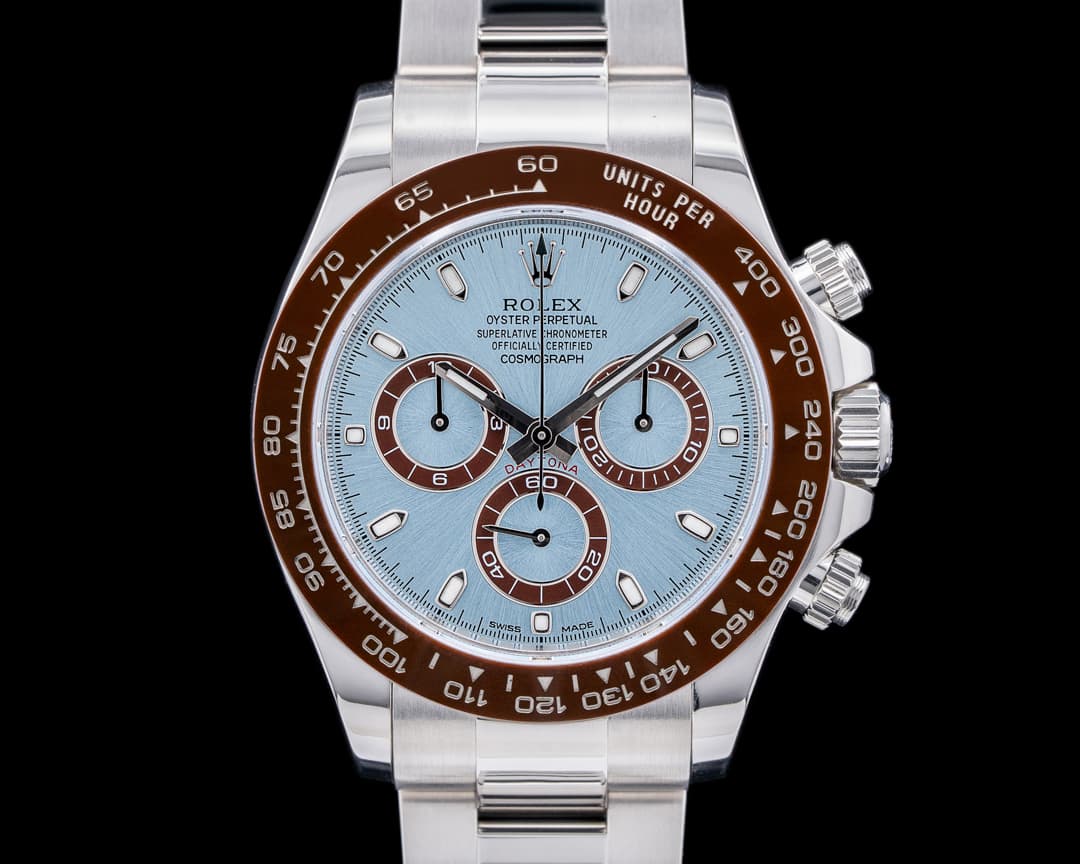 Rolex Daytona 116506 Platinum Glacier Blue / Brown Ceramic