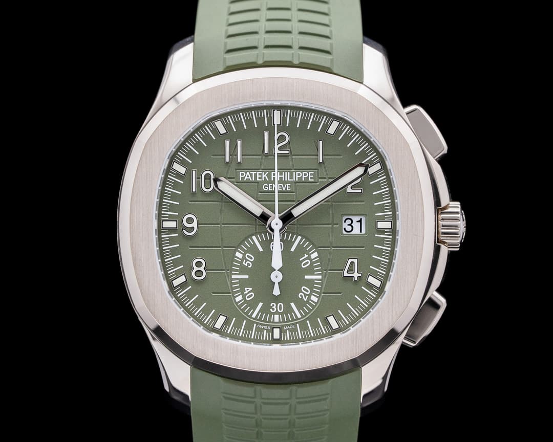 Patek Philippe 5968G Aquanaut Chronograph White Gold Green Dial Chronograph