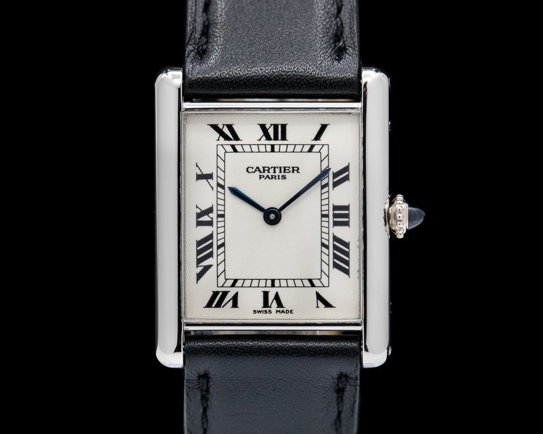 Cartier Tank Louis Platinum Extra Plat Guilloche Dial RARE