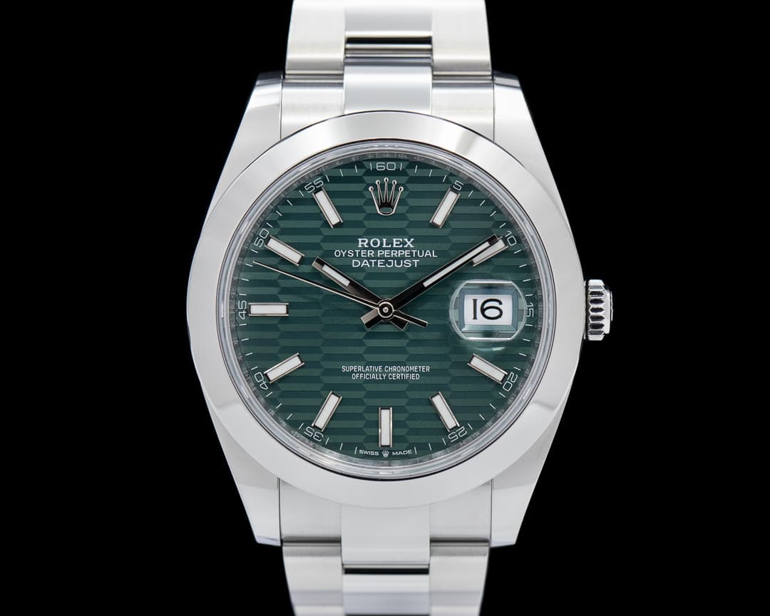 Rolex Datejust 41 Green Stick Motif Dial SS Oyster 2023