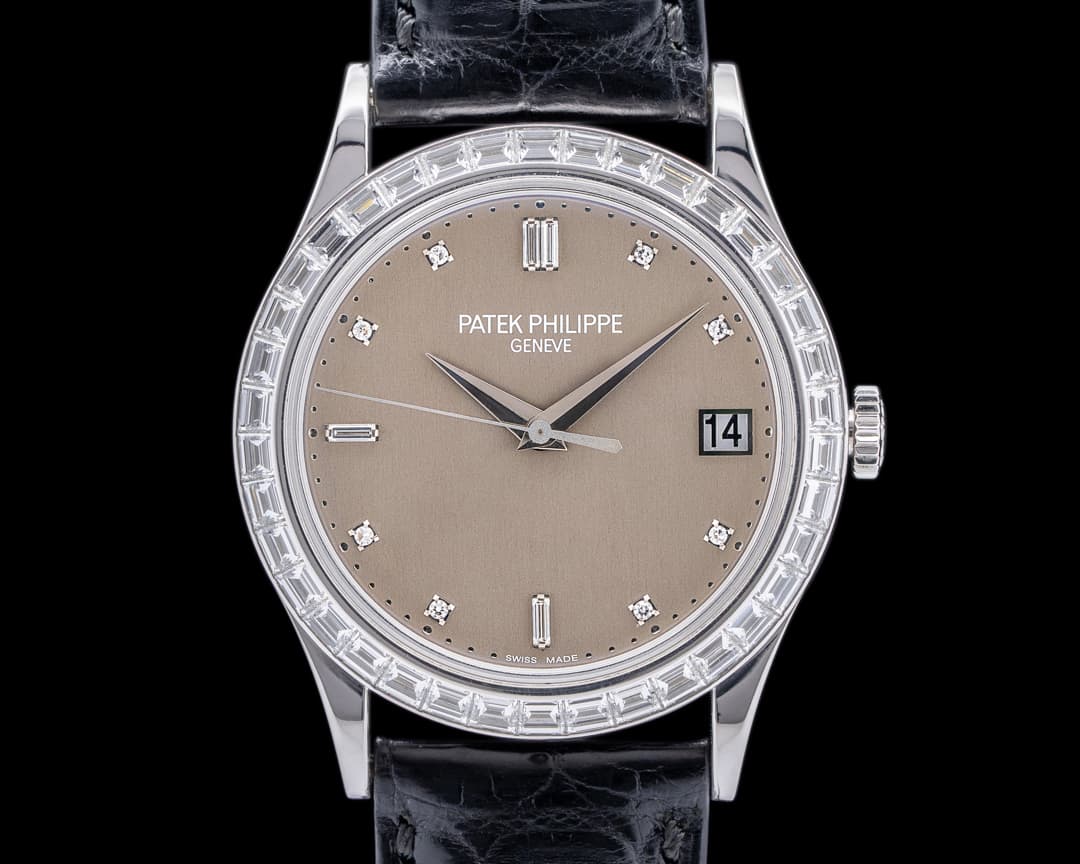 Patek Philippe Calatrava 5298P-001 Platinum Baguette Bezel Gray Dial RARE