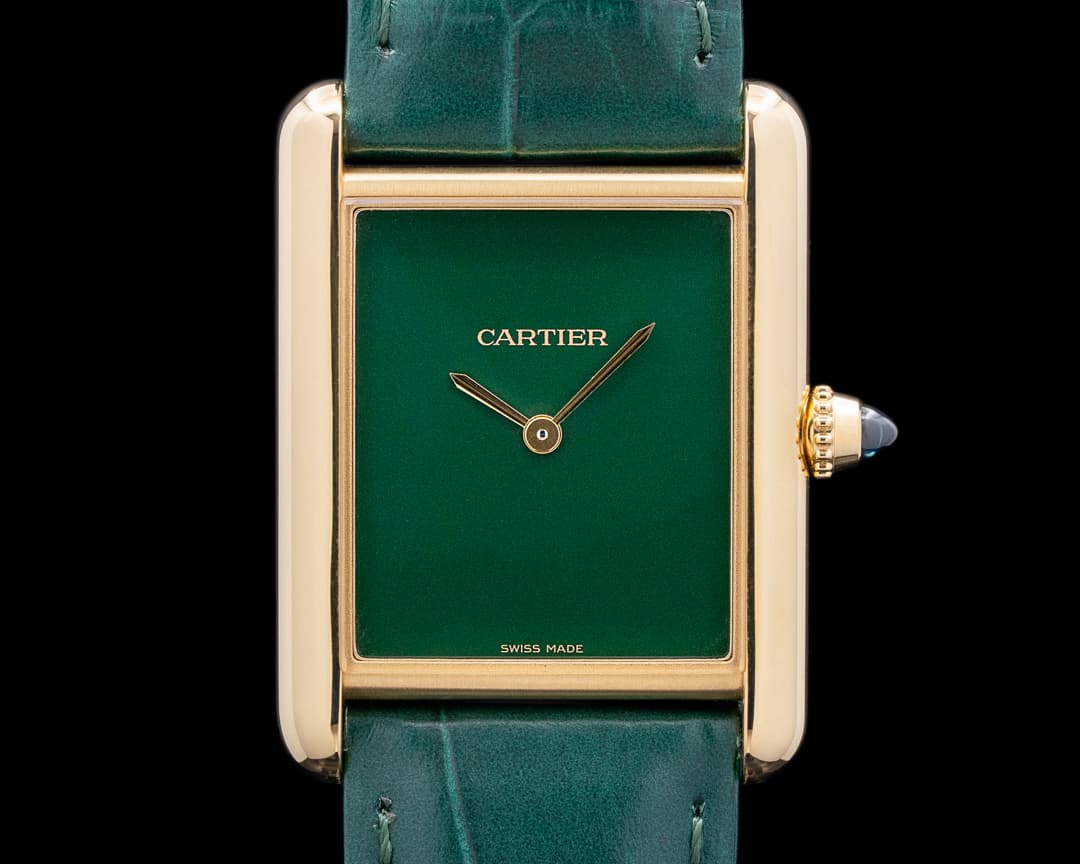 Cartier Tank Louis Green Dial 18K Yellow Gold